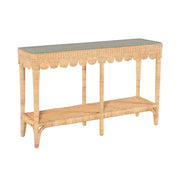 The Scalloped Console in natural color with tempered glass top by Kenian