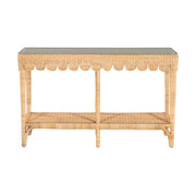 The Scalloped Console in natural color with tempered glass top by Kenian