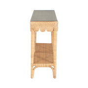 The Scalloped Console in natural color with tempered glass top by Kenian