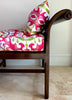 Figaro Bench by Rose Tarlow on Dixie & Grace solid mahogany sides and caned seat with loose seat cushion and side pillow