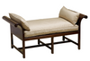 Figaro Bench by Rose Tarlow on Dixie & Grace solid mahogany sides and caned seat with loose seat cushion and side pillow