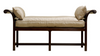Figaro Bench by Rose Tarlow on Dixie & Grace solid mahogany sides and caned seat with loose seat cushion and side pillow