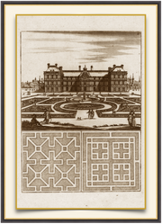 A fine art print from an antique architectural image of a castle. Available print only or framed.
