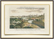 A fine art print from an antique hand-colored engraving. The "City of Dublin" landscape engraving was published in 1778. Available print only or framed.
