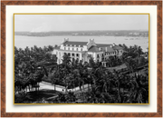 A fine art print from an antique photograph.  An image of Whitehall the winter residence of Henry Morrison Flagler on Palm Beach Island on the beach.  Available print only or framed.