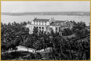 A fine art print from an antique photograph.  An image of Whitehall the winter residence of Henry Morrison Flagler on Palm Beach Island on the beach.  Available print only or framed.