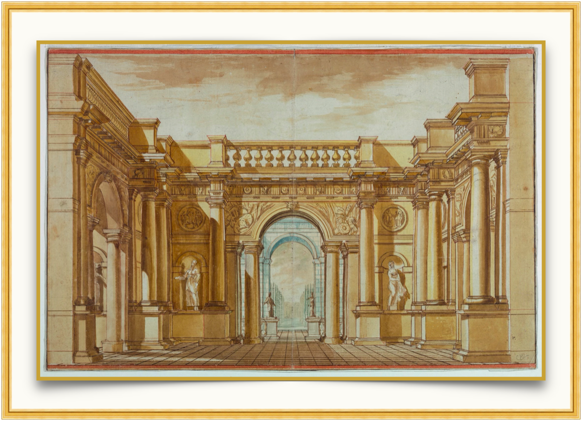 Golden Courtyard - Antique Architectural Print