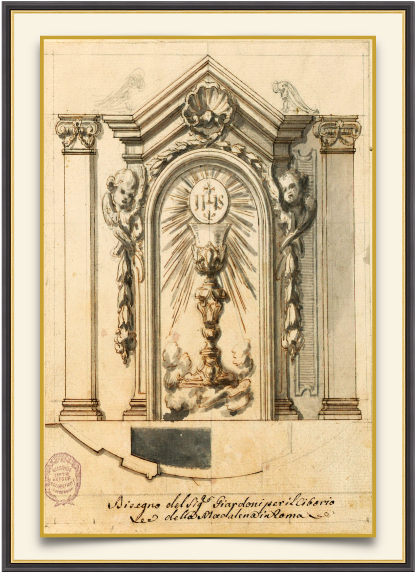 Elevation with Chalice- Antique Architectural Print