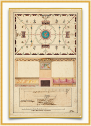 A fine art print from an antique architectural image of an interior elevation with ceiling detail. Available print only or framed.