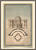 A fine art print from an antique architectural image of a building elevation with floor plan. Available print only or framed.