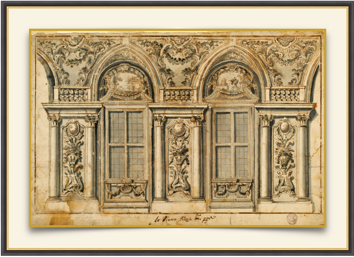 Elevation with Arches - Antique Architectural Print