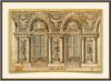 A fine art print from an antique architectural image of an elevation with arch and window details. Available print only or framed.