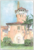 A fine art print from an antique architectural image of Marjorie Merriweather Post's Palm Beach estate, Mar-a-Lago. Available print only or framed.