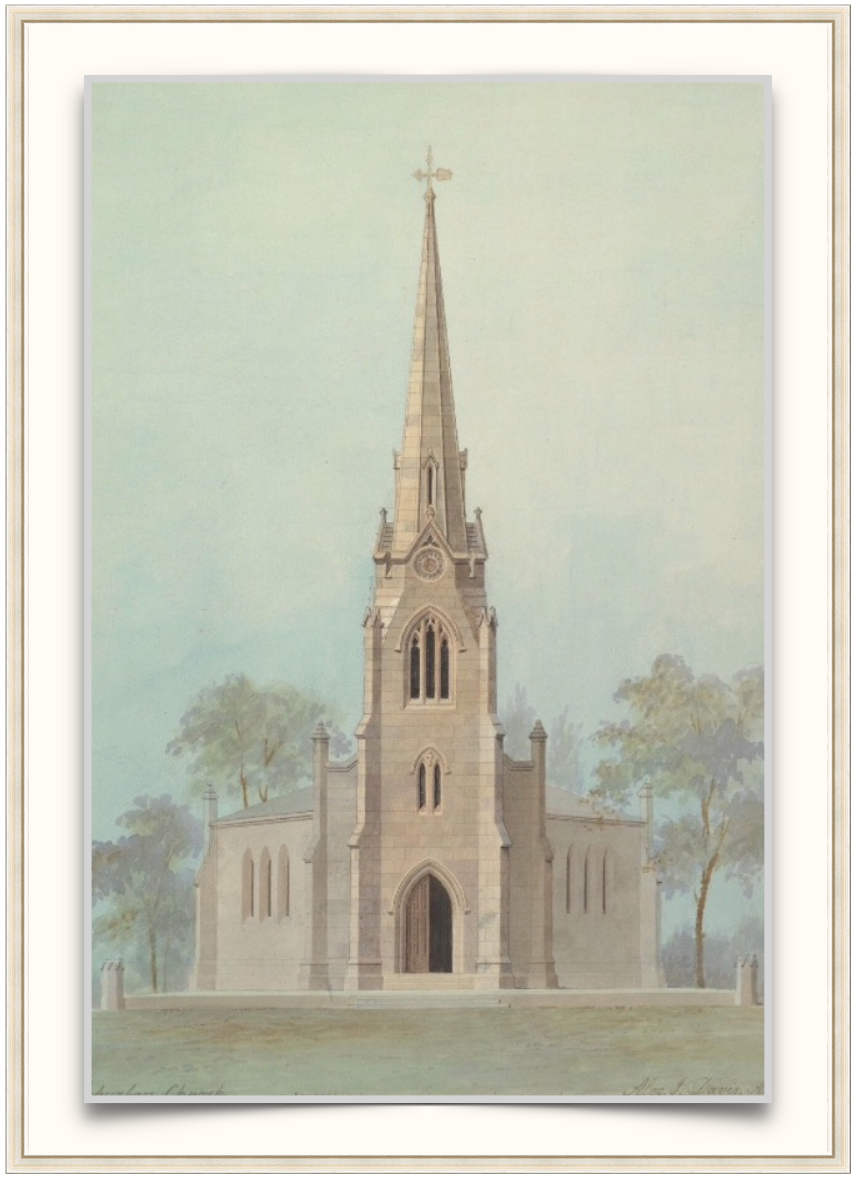 Church Steeple - Antique Architectural Print