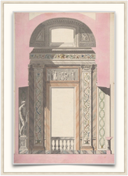 A fine art print from an antique architectural image of an elevation drawing of a doorway detail. <meta charset="utf-8">Available print only or framed.