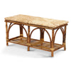 Kenian Bench: Rattan with Shelf - Dixie & Grace