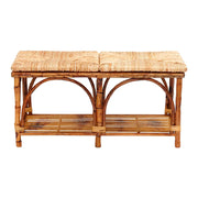 Kenian Bench: Rattan with Shelf - Dixie & Grace