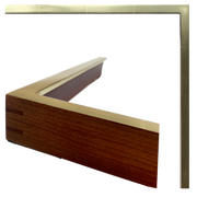 Contemporary flat and deep cove profile frame with stained sides yellow gold red clay light rub satin finish with mahogany