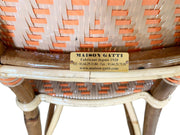 Detail of Authentic handwoven bar chair by Maison Gatti. The original bar and cafe company made in France.