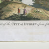detail of vintage fine art print with gold edgeA fine art print from an antique hand-colored engraving. The "City of Dublin" landscape engraving was published in 1778. Available print only or framed.