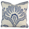 throw pillow in natural with nordic blue pattern