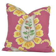 throw pillow with pink paisley pattern