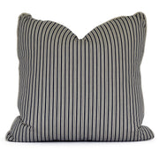 throw pillow with navy and taupe ticking stripe