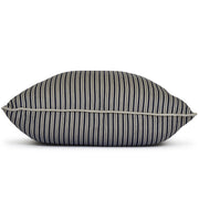 navy and taupe ticking stripe throw pillow