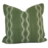 green throw pillow in zanzibar fabric