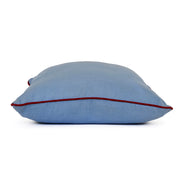 blue linen with red trim throw pillow